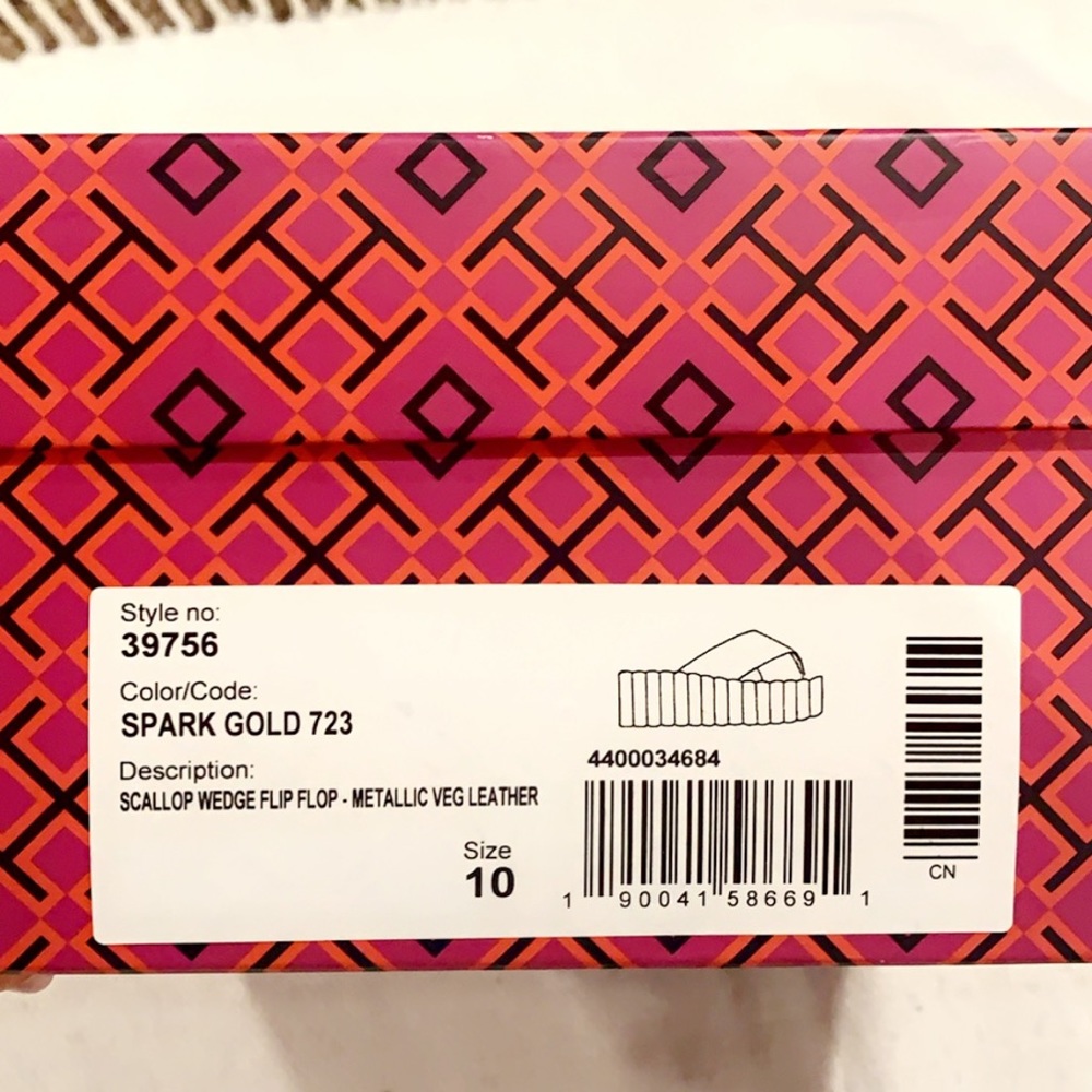 Tory Burch Metallic Gold Crisscross Platform Slide Sandals - Picture 7 of 7